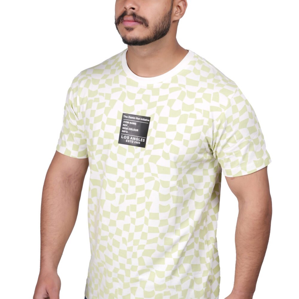 White / Green T-shirt round neck