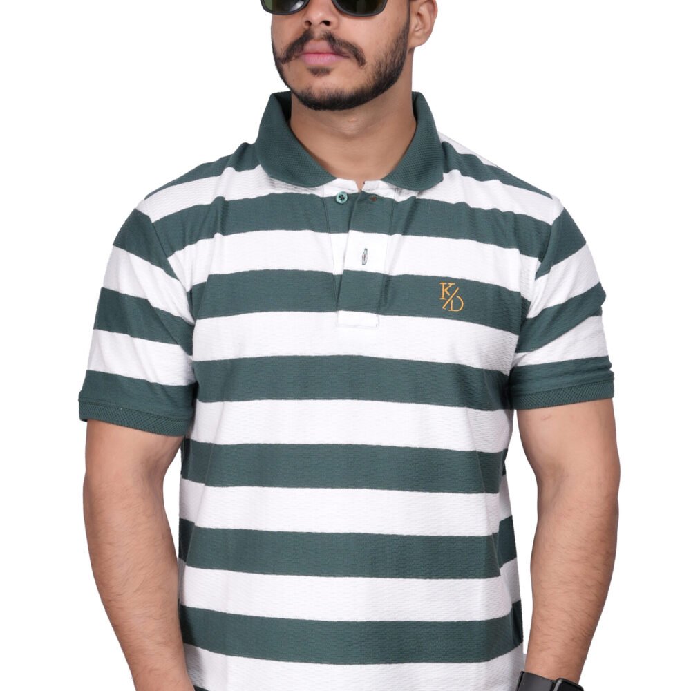 Green-White T-Shirt Polo